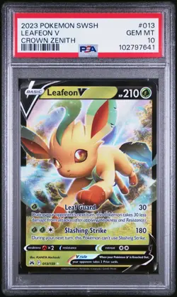 2023 POKEMON SWORD & SHIELD CROWN ZENITH #013 LEAFEON V PSA 10 - Image 1