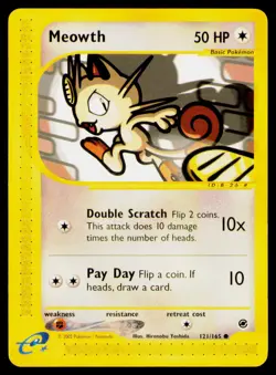 Meowth Normal #121/165 Common Pokemon Expedition NM - Image 1