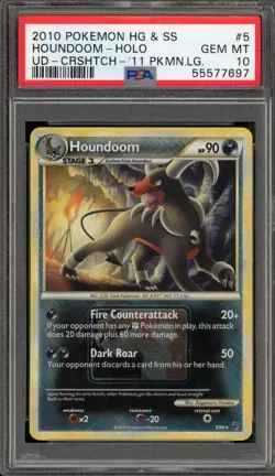 Pokemon Houndoom Undaunted 2011 PM League Crosshatch Reverse Holo #5 PSA 10 - Image 1