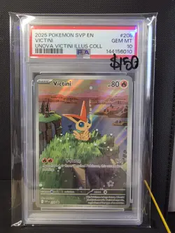 2025 POKEMON SVP EN-SV BLACK STAR PROMO #208 VICTINI UNOVA ILLUS COLL PSA 10 - Image 1
