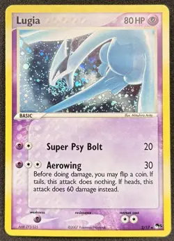 2007 Pokemon LUGIA POP Series 5 Holo Rare #2 MOUTH SWIRL & HOLO BLEED LP/MP - Image 1