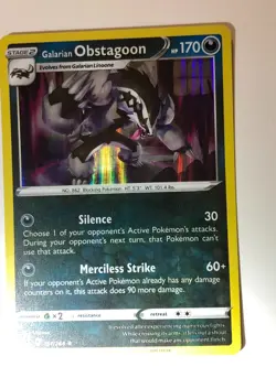 Pokemon Card Fusion Strike Holographic Bleed Error Obstagoon 161/264 NM - Image 1