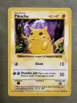Pokemon Pikachu TCG Base Set Shadowless Common Card 58/102 Red Cheeks - Image 1