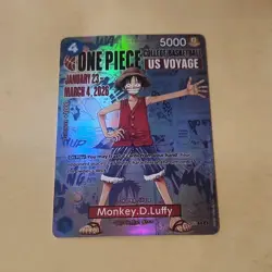 Namco Monkey.D.Luffy P-055 US Voyage Promo Holo Full Art 5000 One Piece CCG Card - Image 1