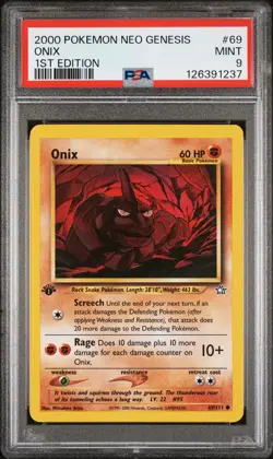 2000 POKEMON NEO GENESIS 1ST ED #69 ONIX PSA 9 - Image 1