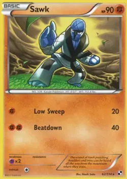 Pokemon - Sawk - 62/114 - Rare - Black and White - NM - Image 1