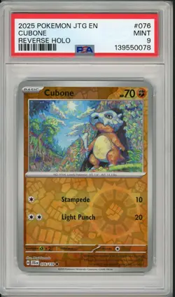 2025 Pokemon JTG EN Journey Together Cubone Reverse Holo #076 PSA 9 - Image 1