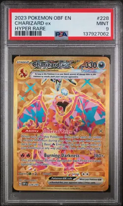 2023 POKEMON OBF EN-OBSIDIAN FLAMES HYPER RARE #228 CHARIZARD EX PSA 9 - Image 1