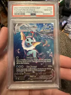 2021 POKEMON SWSH BLACK STAR PROMO #182 FULL ART/VAPOREON VMAX PSA 10 - Image 1
