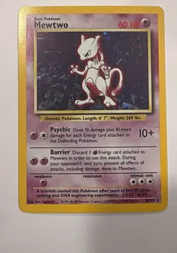 Pokemon TCG Mewtwo Base Set Holo Unlimited Rare Card 10/102 1999 LP/NM Condition - Image 1