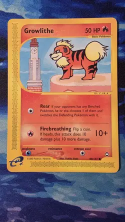 Growlithe 80/147 Aquapolis Non Holo LP Pokemon Card - Image 1