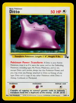 Ditto - Holo 03/62 Holo Rare Pokemon Fossil MP - Image 1