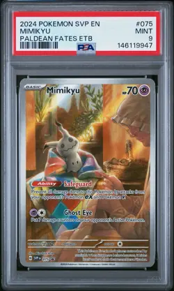 Pokemon Mimikyu Illustration Rare Black Star Promo Paldean Fates #075 PSA 9 - Image 1