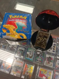 1999 Burger King Pokemon Charizard 23kt Gold pokeball trading card - Image 1