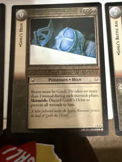 Decipher Lord of the Rings TCG Gimli Son of Gloin, Helm, Battle Axe 3 Rare Cards - Image 3