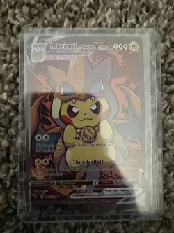 Pokemon Pikachu Charizard-Y VCOS Full Art Card Iron Tail ThunderBolt 01/035 - Image 1