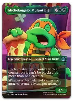 Michelangelo, Mutant BFF (Borderless) #198 (Foil) (NM) TMT Magic MTG - Image 1
