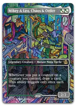 Mikey & Leo, Chaos & Order (Borderless) #200 (NM) TMT Magic MTG - Image 1