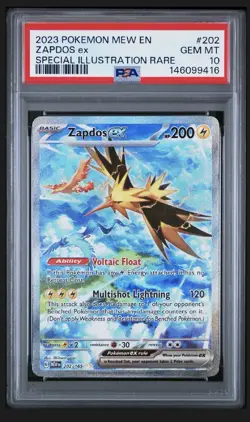 2023 POKEMON MEW EN-151 SPECIAL ILLUSTRATION RARE #202 ZAPDOS EX PSA 10 - Image 1