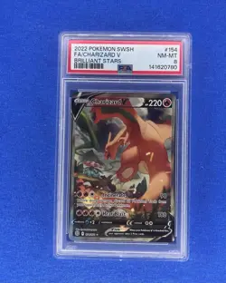 2022 Pokemon SWSH Brilliant Stars Charizard V #154/172 PSA 8 - Image 1