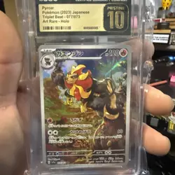 CGC PRISTINE 10 GOLD Pyroar Art Rare 077/073 Japanese Pokemon Triplet Beat - Image 1
