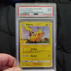 2020 POKEMON SWSH GENERAL MILLS 25TH ANNIVERSARY #039 PIKACHU-HOLO PSA 9 - Image 1