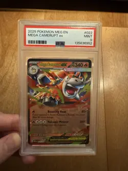 Pokemon Mega Camerupt EX Double Rare Holo Me01 Mega Evolution 022/132 PSA 9 - Image 1