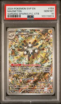 2024 POKEMON SURGING SPARKS POKEMON CENTER ETB PROMO SVP #159 MAGNETON PSA 10 - Image 1