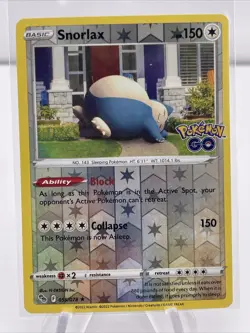 Snorlax 055/078 LP/NM Reverse Holo Rare Pokemon Go Foil Card 55/78 sleeping bear - Image 1