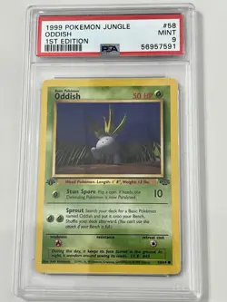 Pokemon Jungle Oddish 1st Edition PSA 9 Graded Card 58/64 1999 - Image 1