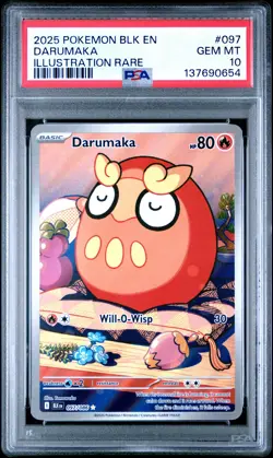 2025 POKEMON BLK EN-BLACK BOLT ILLUSTRATION RARE #097 DARUMAKA PSA 10 - Image 1
