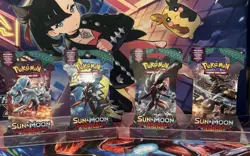 Pokemon TCG: Sun and Moon Guardians Rising Sleeved 4 Pack Complete Art Set - Image 1
