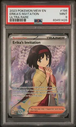 PSA 9 MINT Erika’s Invitation #196 Full Art Pokemon 151 Card ENGLISH - Image 1