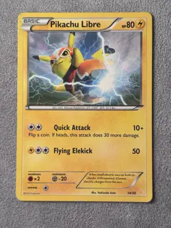 Pokemon Pikachu Libre 14/30 Card 2016 Non-Holo XY Trainer Kit Moderately Played - Image 1