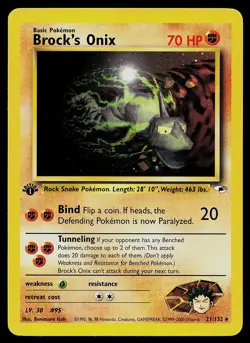 Pokemon Card - Brock's Onix 1st Edition Gym Heroes 21/132 Rare - Image 1