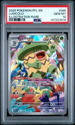 2025 POKEMON PFL EN-PHANTASMAL FLAMES ILLUSTRATION RARE #095 LUDICOLO PSA 10 - Image 1