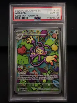 2025 POKEMON PFL EN-PHANTASMAL FLAMES | ILLUSTRATION RARE AMBIPOM 107 PSA 10 - Image 1