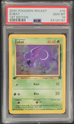 2000 POKEMON ROCKET 1ST EDITION #70 ZUBAT PSA 10 - Image 1
