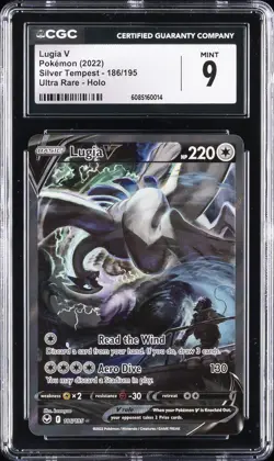 2022 POKEMON SILVER TEMPEST LUGIA V ALT ART #186 CGC 9 - Image 1