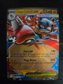 Mega Lucario ex - Prize Pack Series Cards - 077/132 Stamped Foil Promo - Image 1