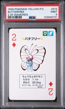 1998 POKEMON YELLOW VERSION PLAYING CARDS 2 OF DIAMONDS #012 BUTTERFREE PSA 9 - Image 1