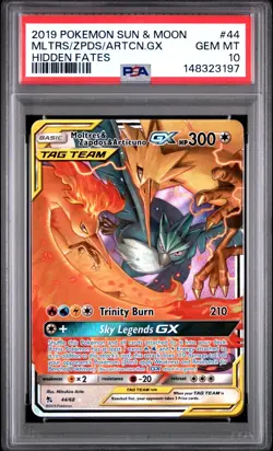 PSA 10 MOLTRES & ZAPDOS & ARTICUNO GX 44/68 HIDDEN FATES POKEMON 😍 - Image 1