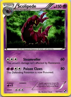 Scolipede 54/114 Rare Black & White Pokemon Lightly Played - Image 1