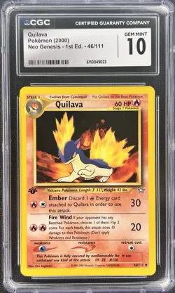 Quilava #46/111 1st Edition Neo Genesis Pokemon 2000 CGC 10 Gem Mint - Image 1