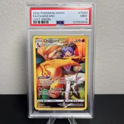 2022 POKEMON SWORD & SHIELD LOST ORIGIN #TG03 FULL ART/CHARIZARD PSA 9 - Image 1