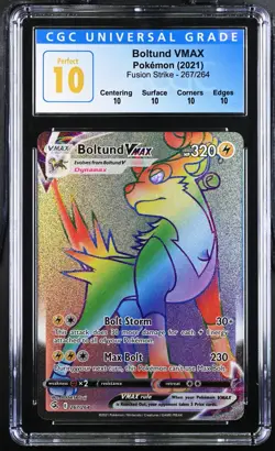 CGC PERFECT 10 2021 Pokemon Swsh Fusion Strike FA/Boltund Vmax #267 Secret POP 1 - Image 1