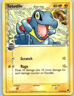 Pokemon tcg Dragon Frontiers Totodile (Delta Species) Moderately played - Image 1