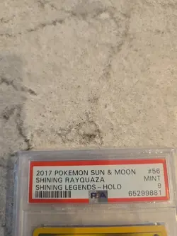 2017 POKEMON SUN & MOON SHINING LEGENDS #56 SHINING RAYQUAZA HOLO PSA 9 Mint - Image 2