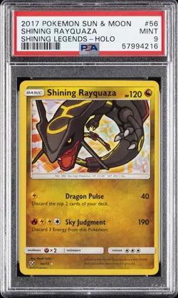 2017 POKEMON SUN & MOON SHINING LEGENDS #56 SHINING RAYQUAZA-HOLO PSA 9 - Image 1