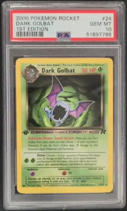 2000 POKEMON ROCKET 1ST EDITION #24 DARK GOLBAT PSA 10 - Image 1